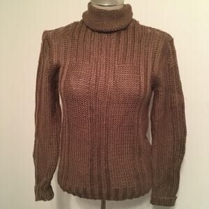 Empire Vintage 70's Taupe 100% Acrylic Knit Roll Neck Sweater Top S